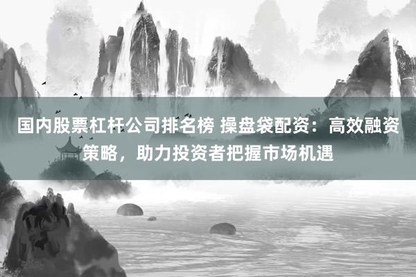 国内股票杠杆公司排名榜 操盘袋配资：高效融资策略，助力投资者把握市场机遇