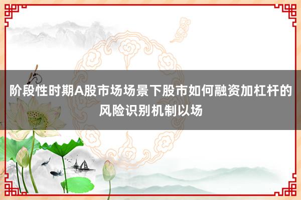阶段性时期A股市场场景下股市如何融资加杠杆的风险识别机制以场