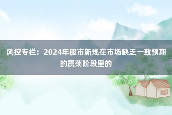 风控专栏：2024年股市新规在市场缺乏一致预期的震荡阶段里的