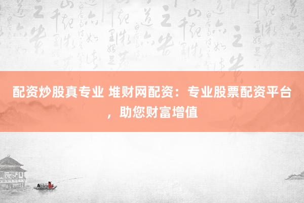 配资炒股真专业 堆财网配资：专业股票配资平台，助您财富增值